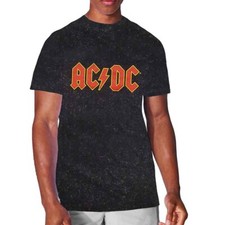 AC/DC T Shirt Classic Band Logo Official Mens Black Snow Wash M