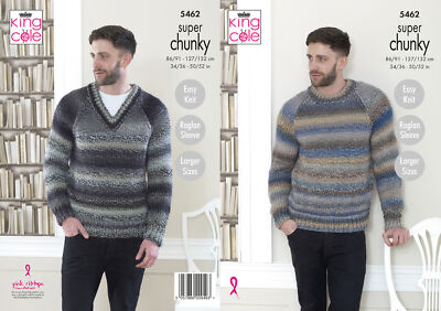 King Cole Herren Super Grobstrickmuster Easy Knit Raglan Pullover 5462