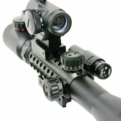 C3-9X40 Illuminated Rifle Scope + Red Laser Sight & Holographic