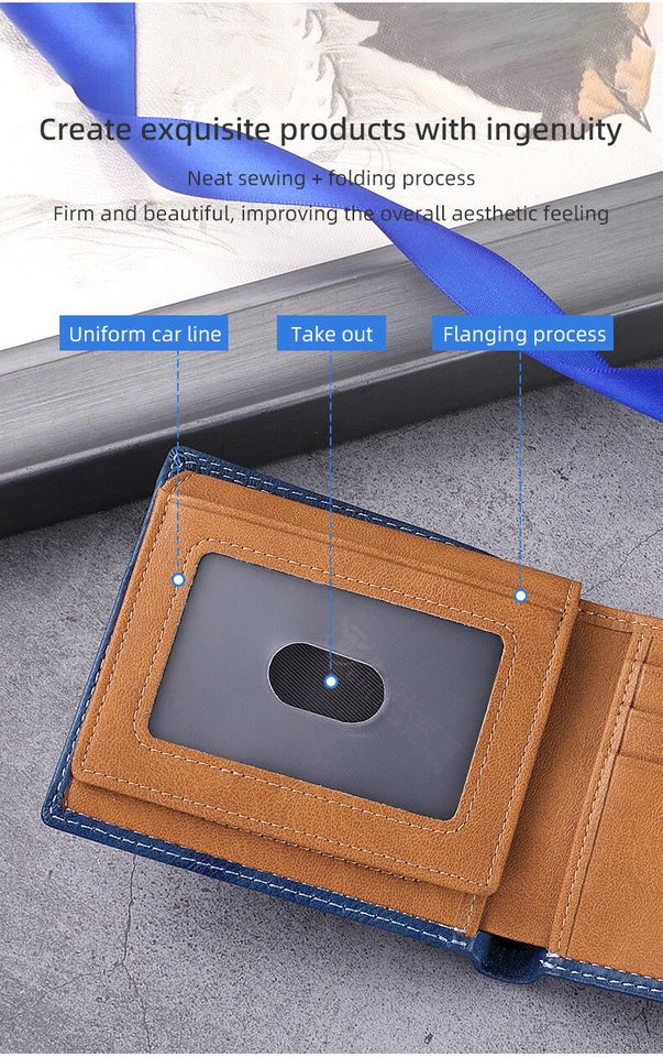 Fashion cowhide leather men's wallet RFID large capacity travel card case - Image 4 of 4