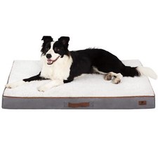 Orthopedic Dog Memory Foam Bed - Washable Cover  Faux Fur - 35x22x3in, Gray