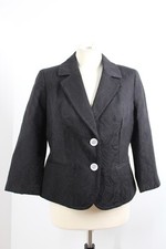 Talbots 8 Black Floral Brocade 3/4 Sleeve 2-Button Blazer Jacket SJ2