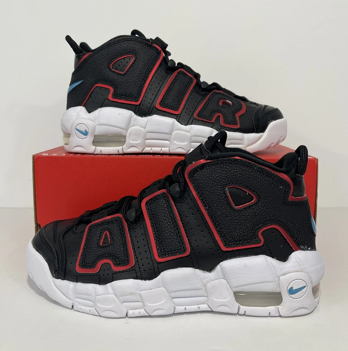 Nike Air More Uptempo GS Black Fusion Red DJ4610 001 Youth Size