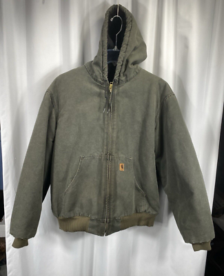 Vintage Carhartt J130 Mos Hooded Quilted Lined Jacket Size X Large