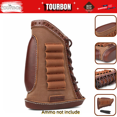 TOURBON Canvas Recoil Pad Rifle Buttstock 30-06 ,45-70 Ammo Holder Cheek Riser