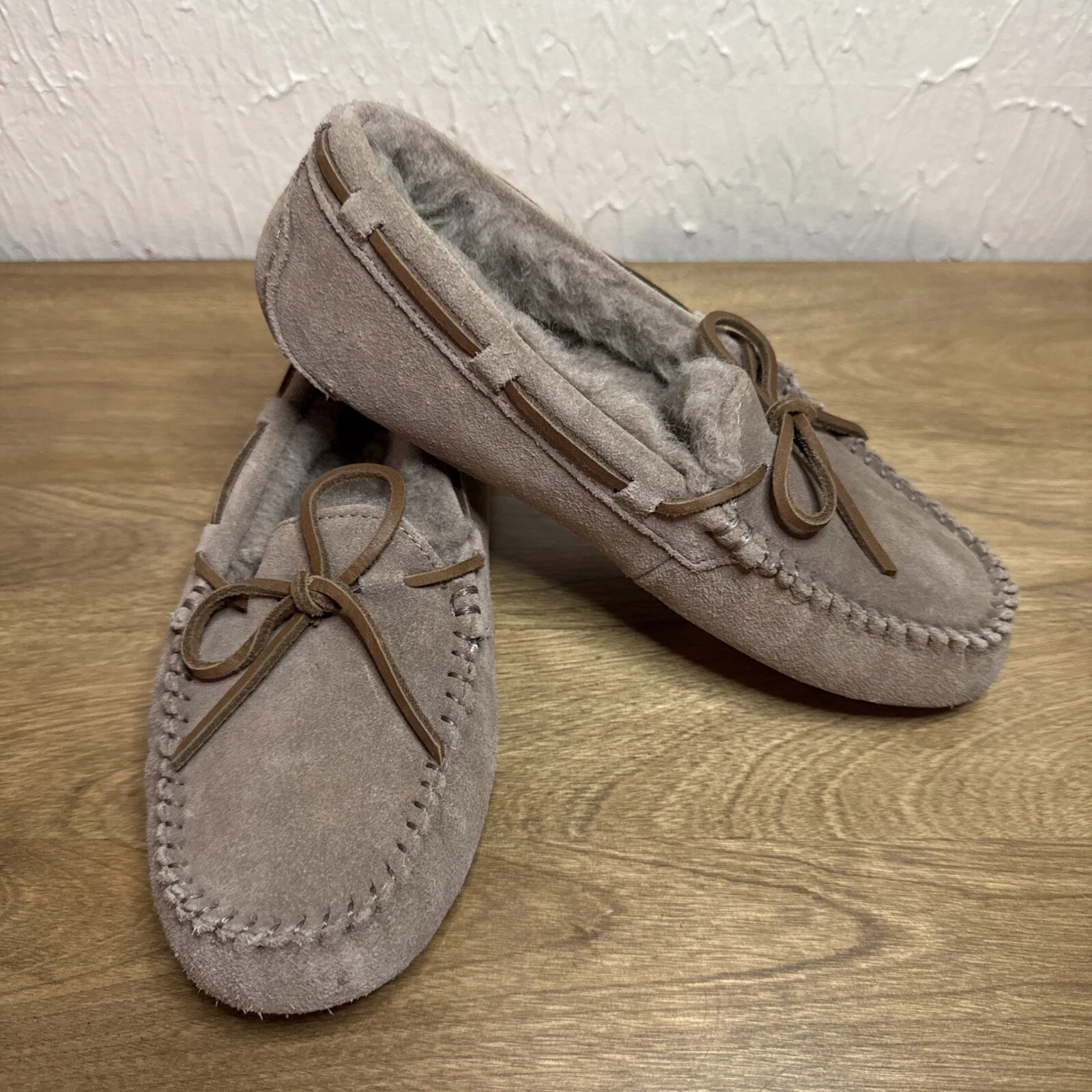 UGG Dakota Caribou shearling foderato pelliccia mocassino scamosciato US 5 EU 36 UK 3