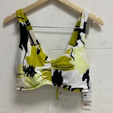 Calia Women's Ruched Front Floral Racerback Bikini Top Green Multi WSA22220PRT