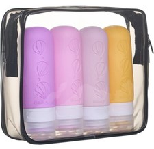 4 St&uuml;ck Silikon Reiseflaschen f&uuml;r Toilettenartikel Auslaufsicher Reisebeh&auml;lter + PVC-Beutel