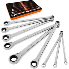 9PC Extra Long Ratcheting Wrench Set Anti-Slip Double Box Spanner Metric 8-22MM