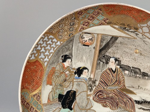 Japanese Satsuma Porcelain Plate with Aya-Gozen Meiji c1900 - Picture 6 of 14