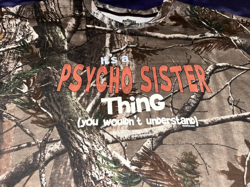 Russell Outdoor Mens XL Hunting Shirt Realtree Camo Fishing Psycho Sister - Image 2 of 4