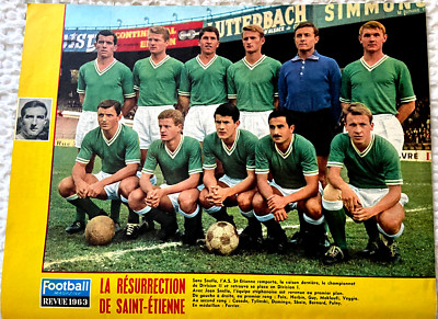 Poster ASSE Saint-Etienne 1962/63 - Mini Poster Recto/verso Avec Herbin, Mekloufi, Domingo...