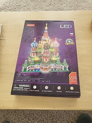CubicFun LED St. Basil's Russian Cathedral 3D Puzzle for Adults Kids - Sealed