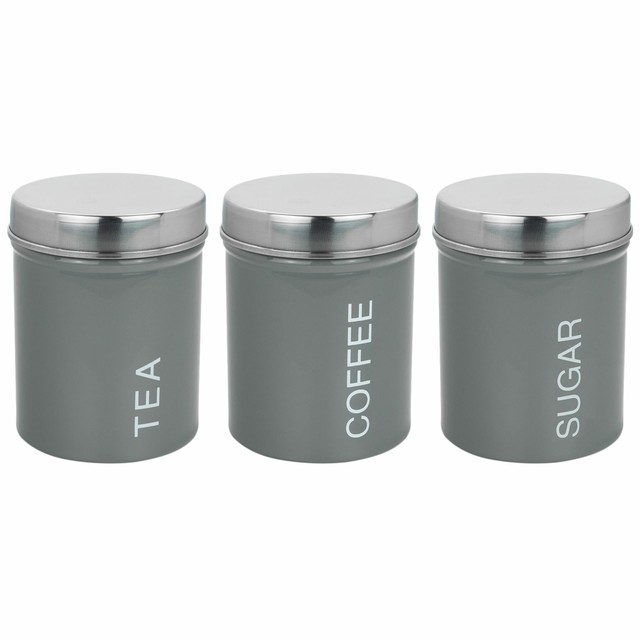 metal tea coffee sugar canisters