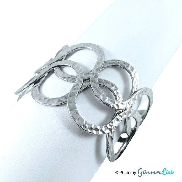 Interlocking Circles Hammered Open Work Geometric… - image 3