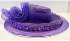 Woman's Fancy Wide Brim Hat with Decorative Sequins and Beads - Derby Day 