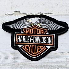 Harley Davidson Motorcycles Patch Down Wings Silver Gray Bar Shield