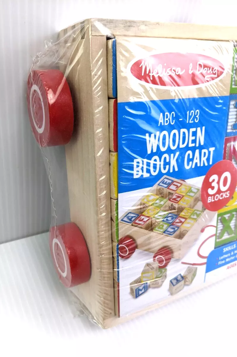 Melissa & Doug Classic ABC Wooden Block Cart Toy with 30 Solid Wood Blocks