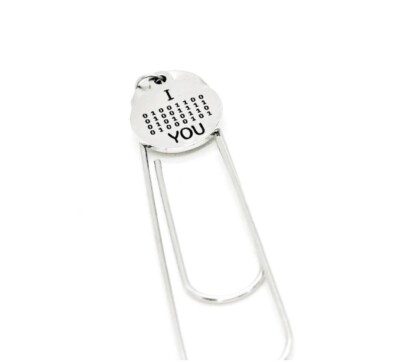I Love You Charm Paperclip Bookmark, Binary Code Letters, Computers And You