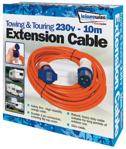 STREETWIZE 10 METRE CARAVAN EXTENSION LEAD 230V HOOK UP 2.5MM CABLE SWTT47