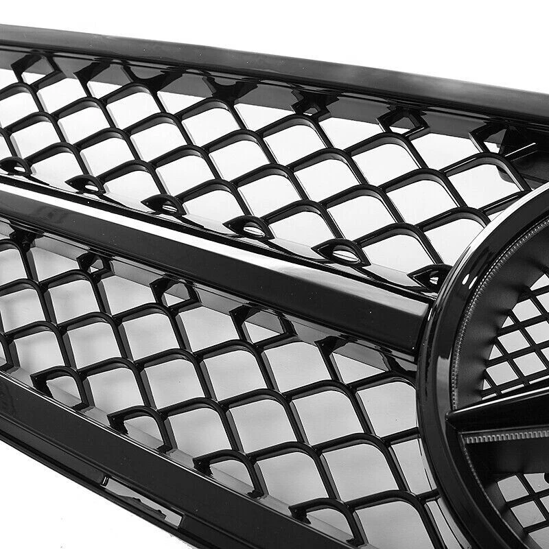Gloss Black Grille w/Led Star For 2008-2014 Mercedes Benz W204 C-Class C300 C350 - Image 4 of 4