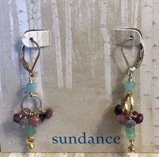 NWT Sundance Catalog Amazonite Ruby Sapphire Gold  New Light Earrings   138
