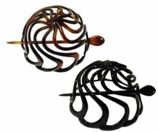Parcelona French Swirls Black Shell Large Celluloid Slide Hair Bun Cover
