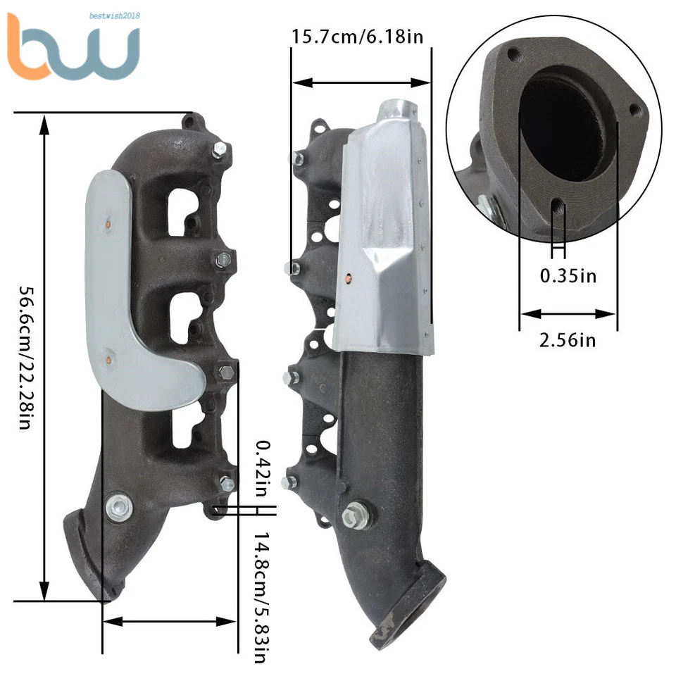 Juego de colectores de escape diestro+derecho para Chevy GMC C/K 1500 2500 3500 7,4 L 674-267 674-268 Foto 4 de 4