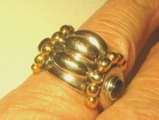 Two Tone Noblesse Style Black Onyx 18K GE Ring Size 8