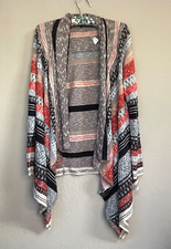 Nic Zoe Women's Mixed Woven Knit Open Front Cardigan Sweater Medium Multicolor