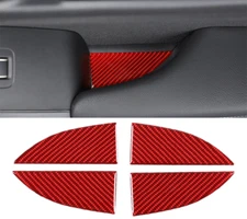 Red Real Carbon Fiber Inner Door Panel Armrest Slot Trim Cover Fits 22-25 Civic