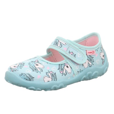 Superfit Mädchen Hausschuh Ballerina Klett Textil Einhorn türkisblau Gr.23-36