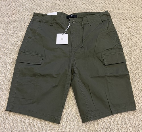 Neu mit Etikett olivgrüne Cargotaschenshorts aus Stretchbaumwolle für Herren ALLE GRÖSSEN - Bild 1 von 6
