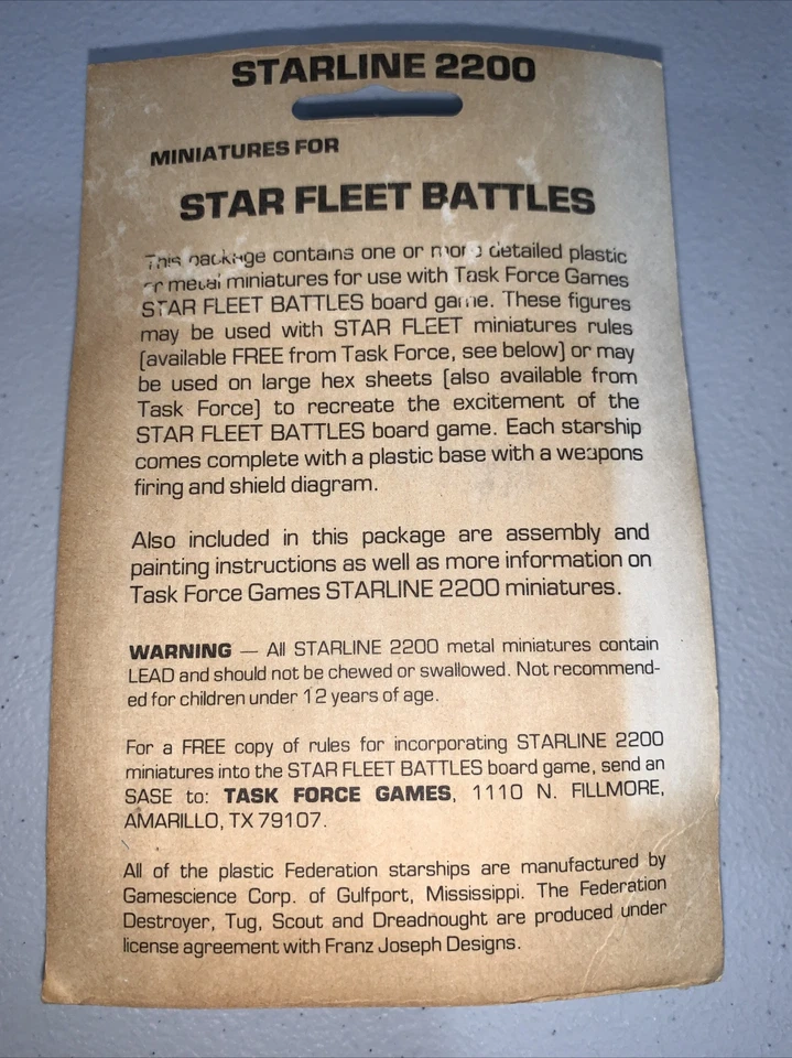 Star Trek Star Fleet Battles Starline 2200 Task Force Miniaturas Nave de Metal Foto 4 de 4