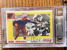Ken Strong signed 1955 Topps AA card, NYU, NFL Giants, CFHOF, Pro HOF, D. 1979