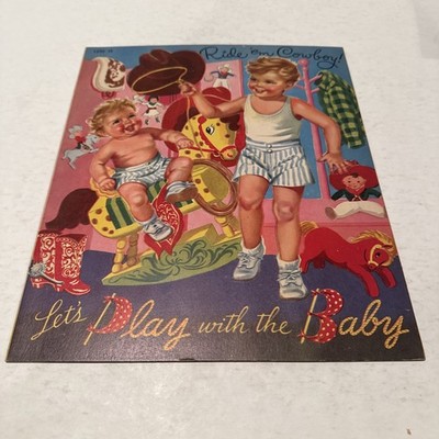 Vintage LETS PLAY WITH THE BABY Paper Dolls MERRILL  ORIGINAL UNCUT