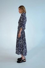 Zara Floral Batik Long Button Up Sun Maxi Dress