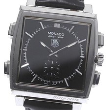 TAG HEUER MONACO 69 CW9110-0 40mm SS Black Dial Hand-Wind Chronograph #C077 6