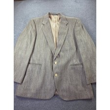Haggar Imperial Men's Tweed Herringbone Sport Coat Blazer Vintage USA Made Grey