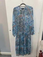 Wallis blue patterned sheer maxi summer dress size 18