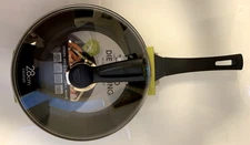 Diamond Nonstick Aluminum Frying Pan 11 Inch With Easy Grip Handle Glass Top NEW