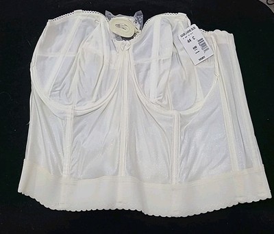 GODDESS VTG NWT 44C BRA IVORY SATIN LONGLINE CONVERTIBLE CORSETTE BONED 690