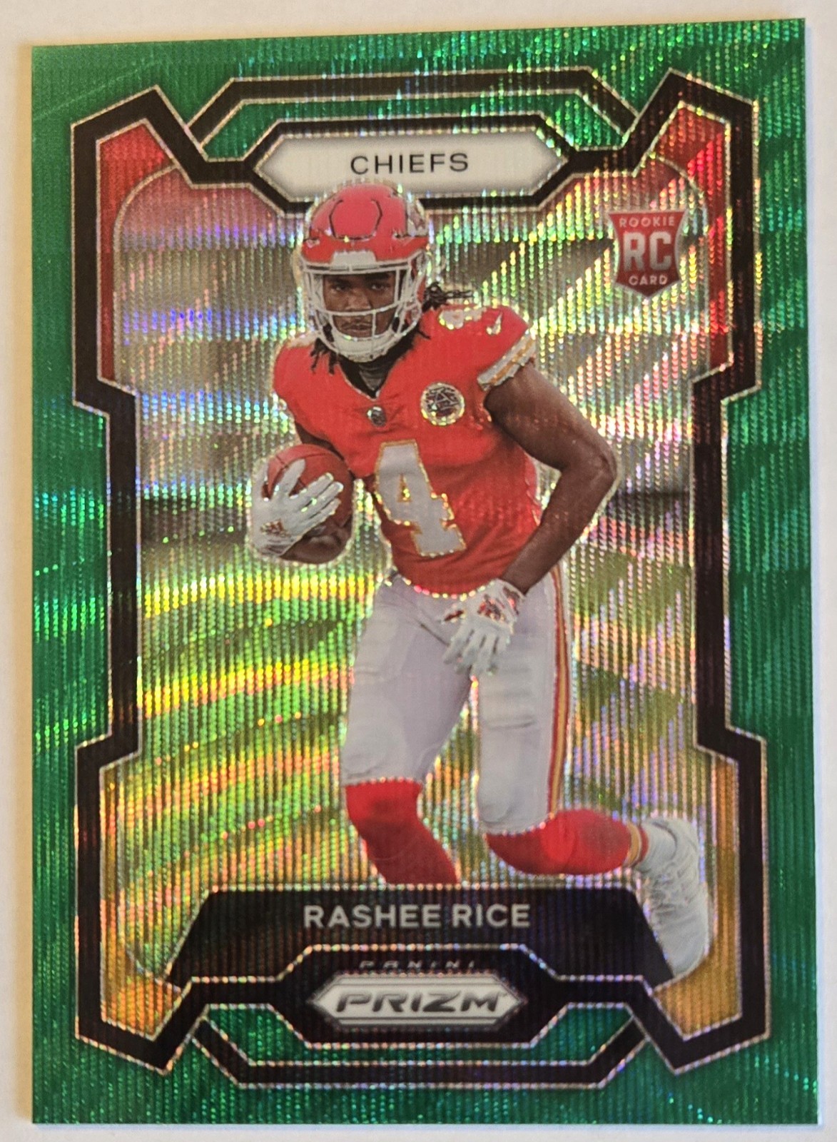 2023 Prizm Rashee Rice #350 Green Wave Prizm RC Chiefs Rookie