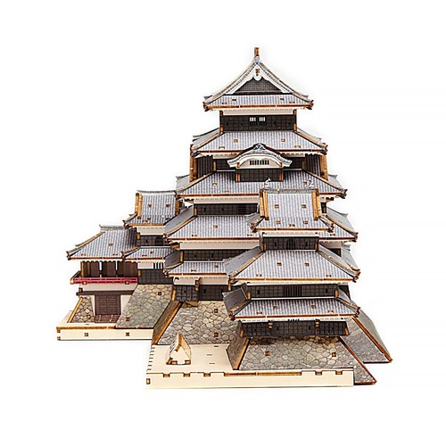 ki-gu-mi Matsumoto Castle Color Version - Wooden 3D 3D puzzle DIY craft kit that - Picture 7 of 9