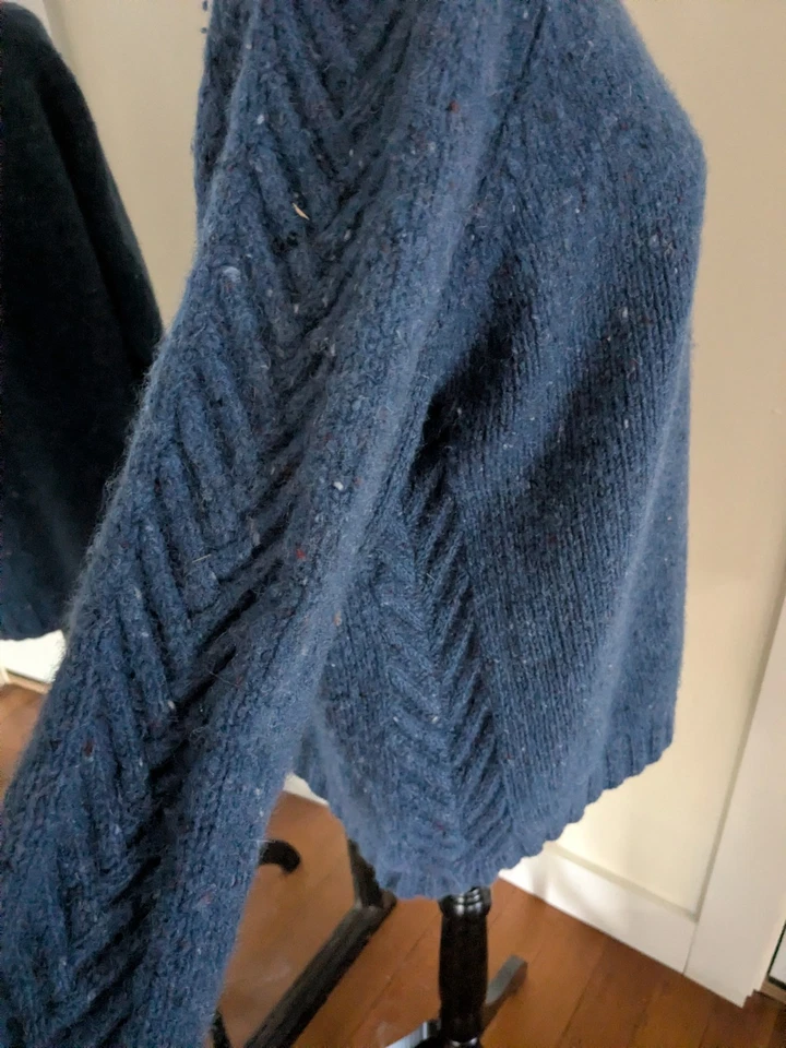 Suéter de Lana Pescador Fuera de Irlanda De Colección en Patrón Espiga Azul Talla XL Foto 4 de 4