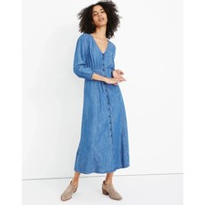 Madewell Denim Pieced-Waist Midi Dress W8 Color Mariden Wash