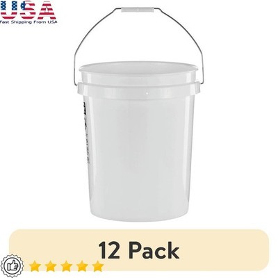 Durable 5 Gallon Round Utility Bucket W/ Comfort Grip Easy Clean Nested Storage