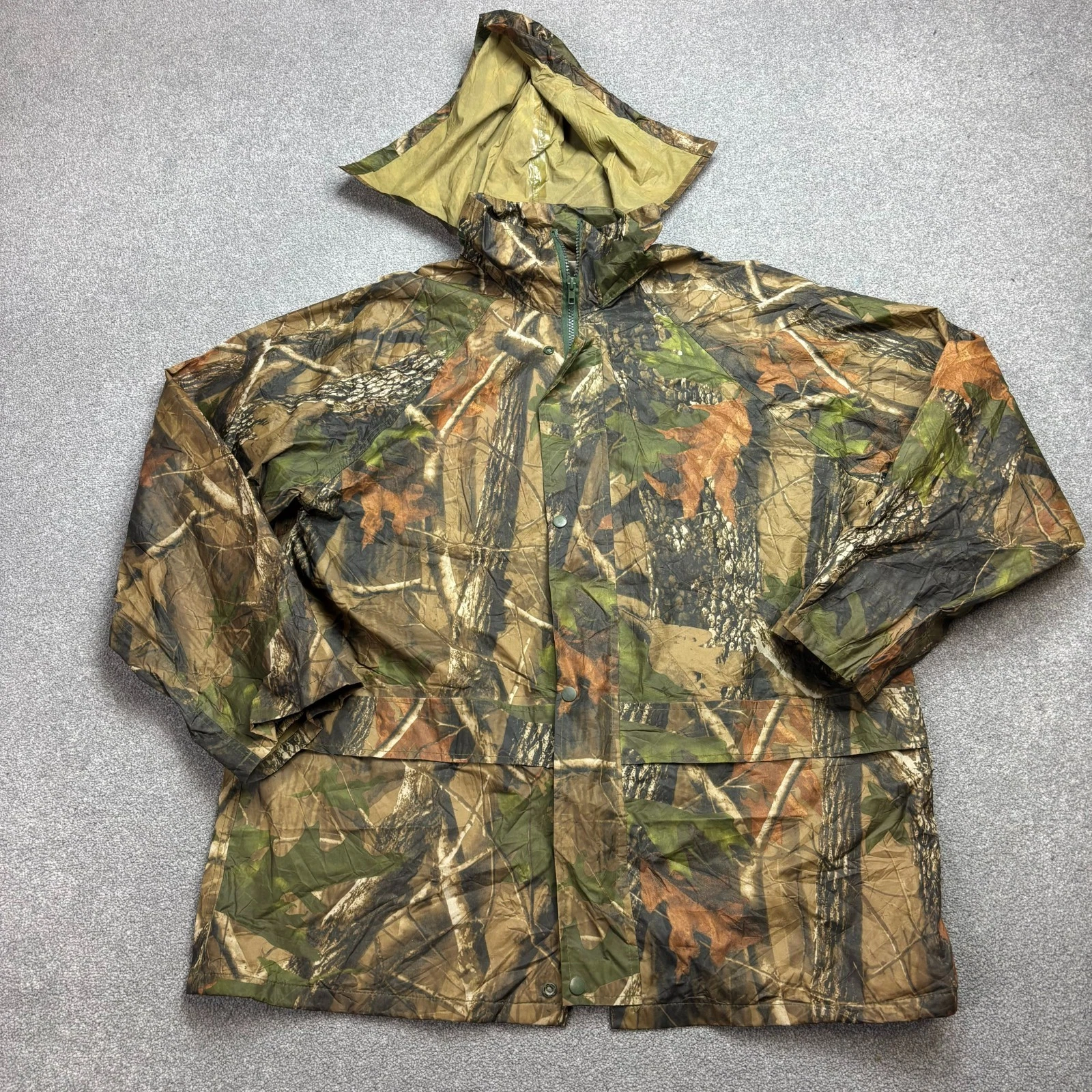 RealTree Jacket Adult Medium Brown Work Wear Hunting Rain Hood Windbreaker Mens