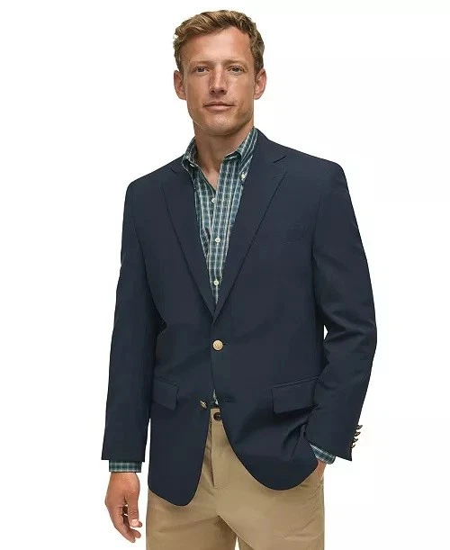 Brooks Brothers Mens Classic fit Sport Coat Blazer 44 R Navy Blue Wool Solid