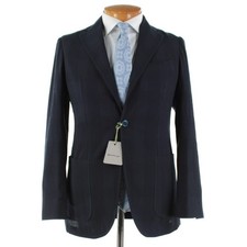 Sartorio Kiton NWT Wool Sport Coat Size 48R 38R US In Blue Raised Plaid